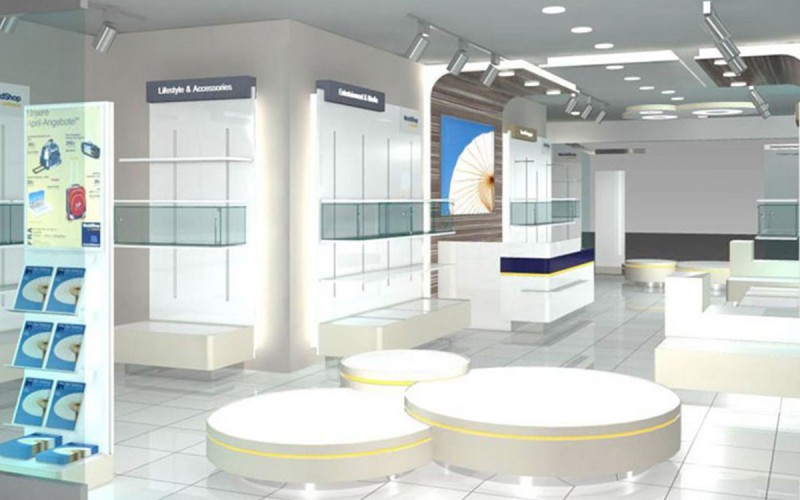 Münch+Münch Projekt Lufthansa WorldShop Flughafen Frankfurt - Visualisierung Ladeneinrichtung